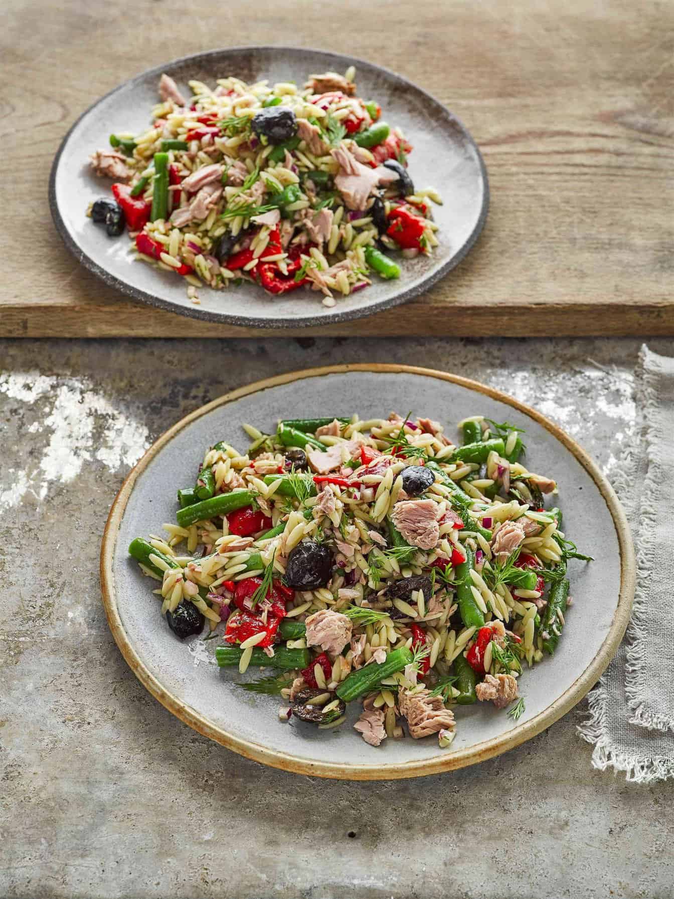 Orzosalade met sperziebonen en tonijn