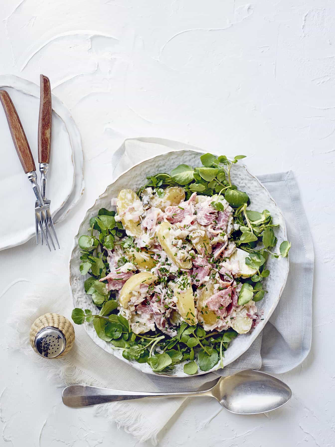 aardappelsalade met pastrami