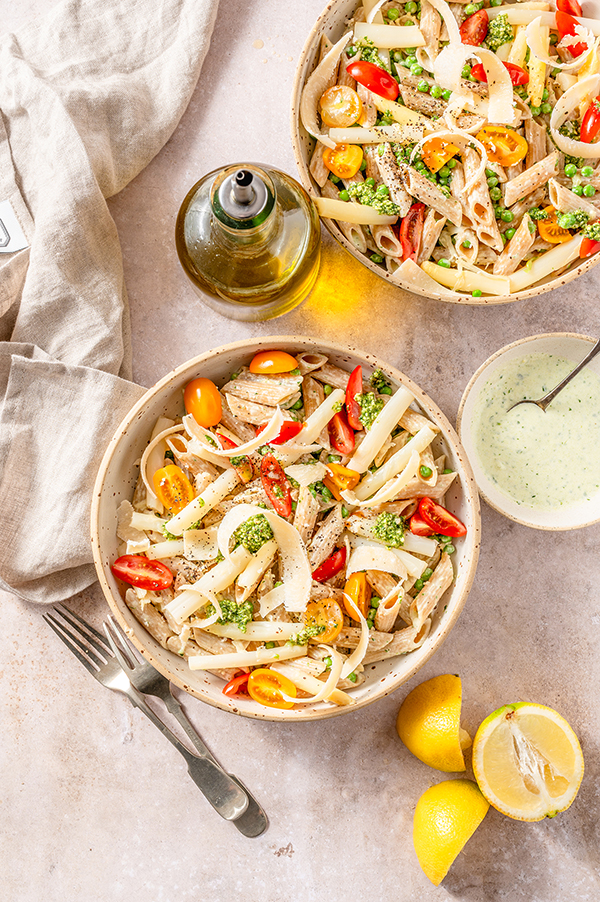 Romige pasta met asperge en pesto