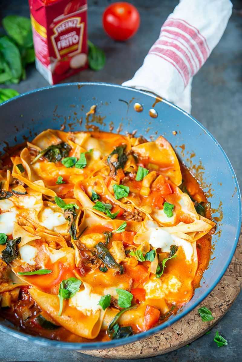 Lasagne uit de pan met spinazie