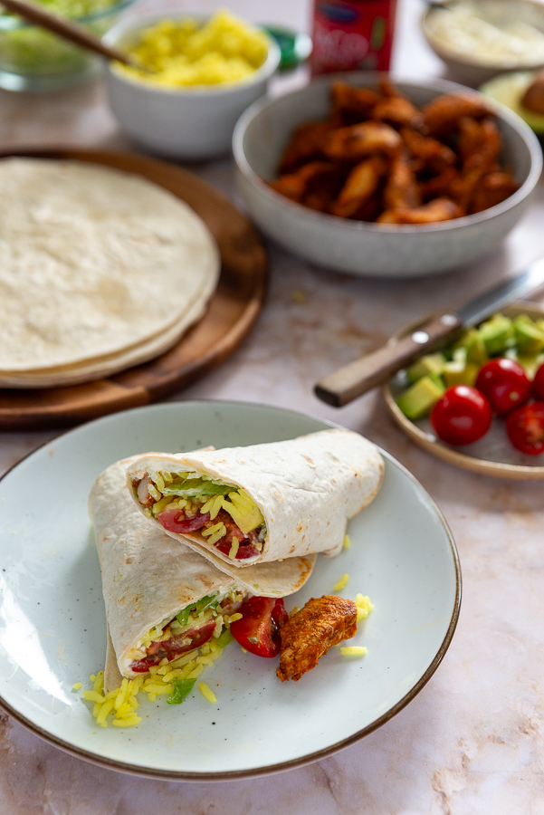 Burrito met kip en rijst