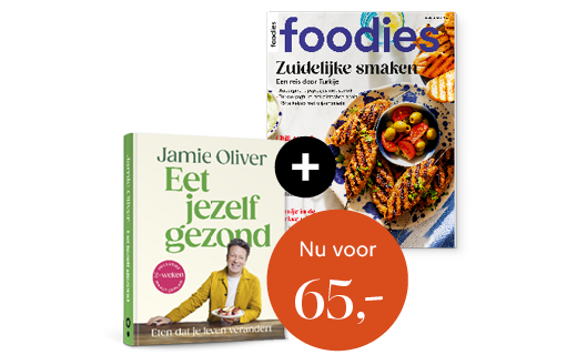 Ontvang 12x Foodies + het nieuwste boek van Jamie Oliver 'Eet jezelf gezond'  tijdelijk samen voor maar 65,-